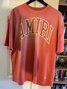 AMIRI Coral-Pink Collegiate Logo Tee